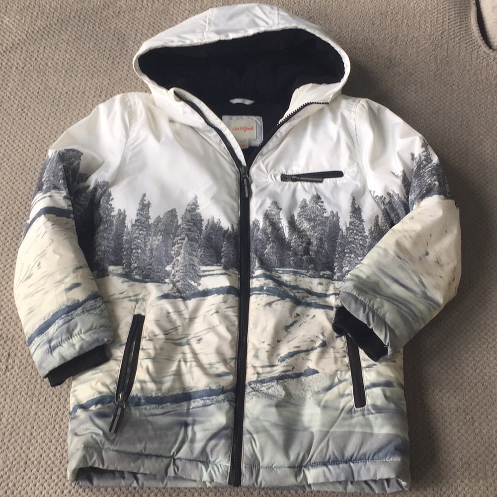 Winter scene boys ski jacket: winter coat